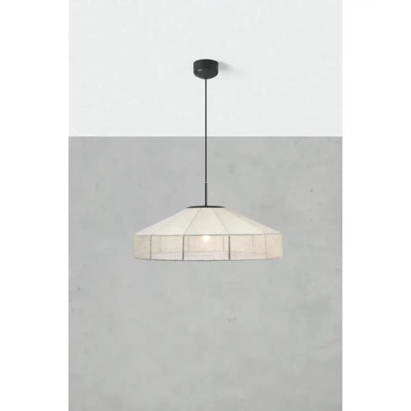 Wisząca lampa do sypialni Alia 108955 lniana abażurowa czarny beżowy