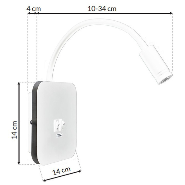 LAMPA ścienna BASE ML6351 Milagro regulowana OPRAWA kinkiet LED 10W 4000K z portem USB biały