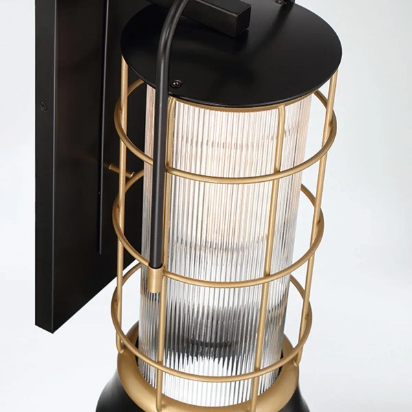 Elewacyjna lampa Rivamar QN-RIVAMAR-M-BLK-GD IP44 lampion złoty czarny