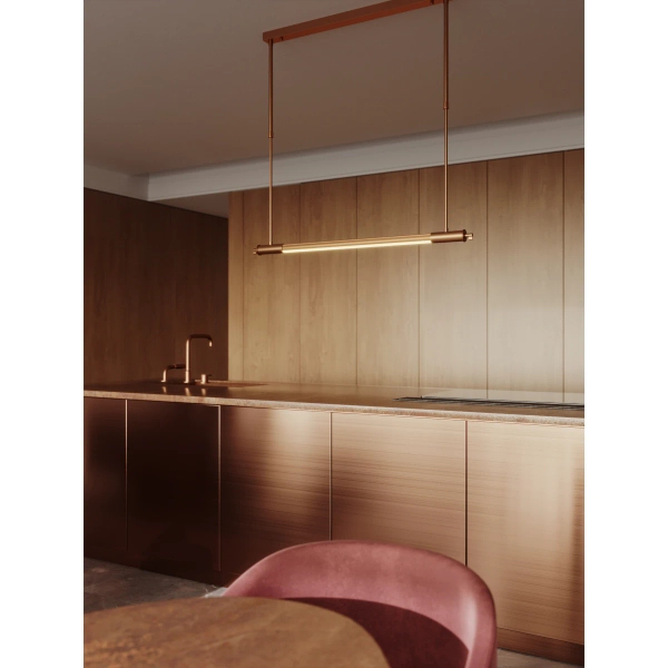 Podłużna lampa wisząca FLUSORE P0659D LED 12W 3000K liniowa miedziana