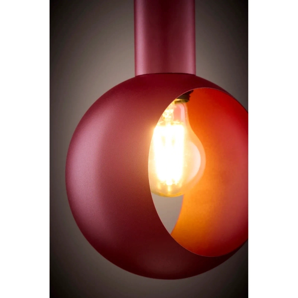 Burgundowa lampa wisząca VITRUM oczko 1xE27 metalowa do jadalni 41636