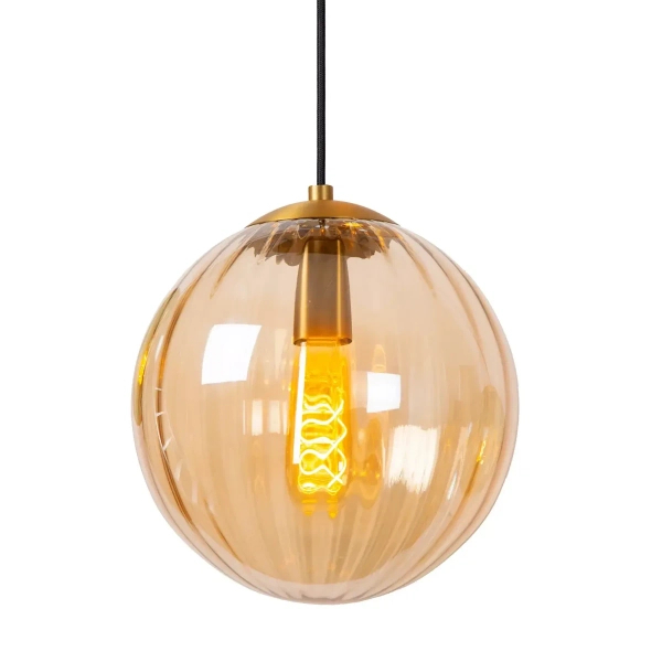 Zwieszana lampa szklana kula MONSARAZ 45493/30/62 Lucide bursztynowy