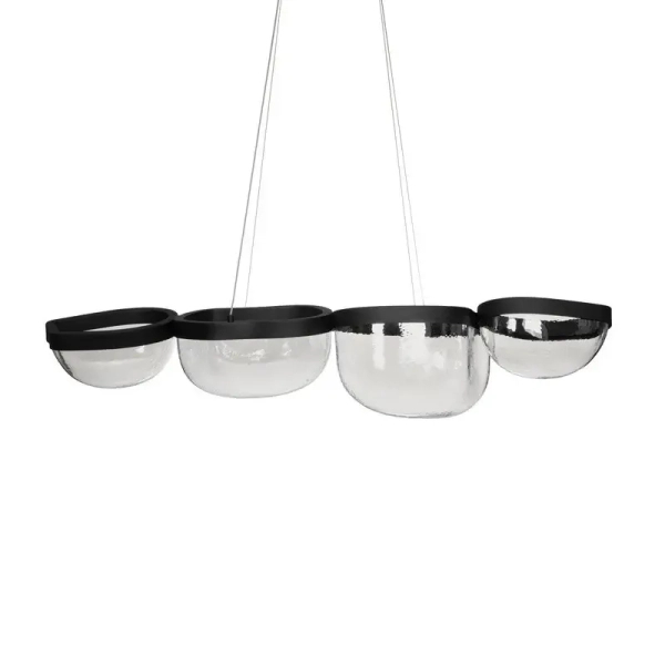 Wisząca lampa czarna szklana TUNTE do jadalni LED 43W 3500K ściemnialna nad stół LE46205