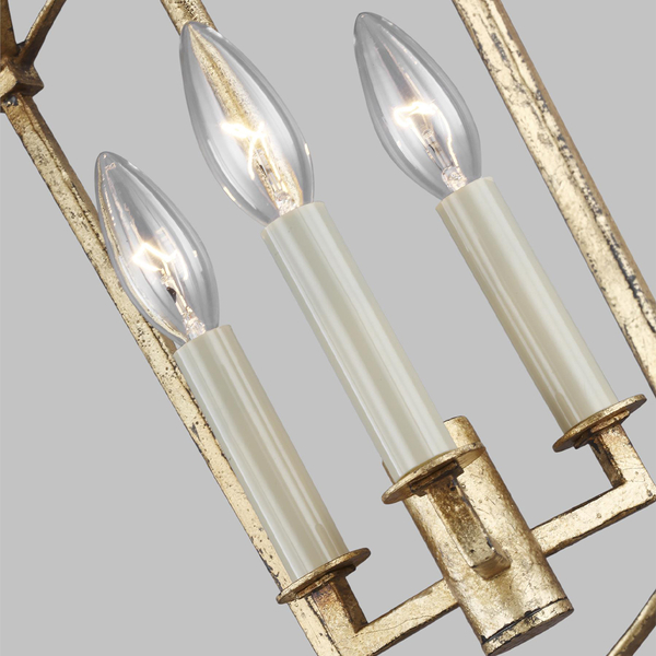 Wisząca lampa na łańcuchu QN-THAYER-3P-ADB rama złota