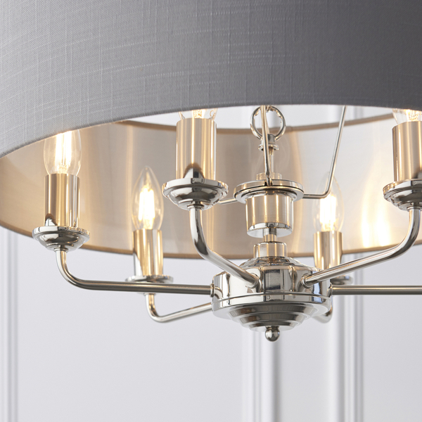 Żyrandol Highclere 94373 Endon abażur na łańcuchu szary nikiel