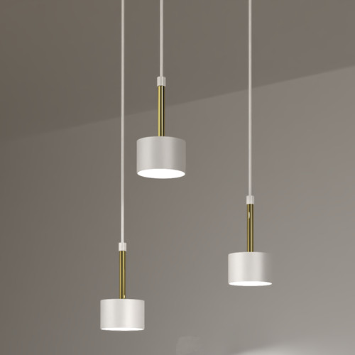 Minimalistyczny zwis metalowy ARENA salonowa lampa biała złota