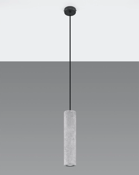 Wisząca LAMPA betonowa SL.0653 okrągła OPRAWA tuba zwis szary czarny