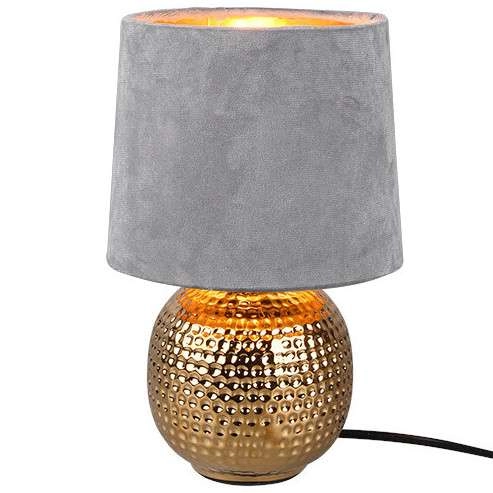 Ceramiczna LAMPA stołowa EUDORA DL011-50821 RL Light abażurowa LAMPKA stojąca nocna szara złota