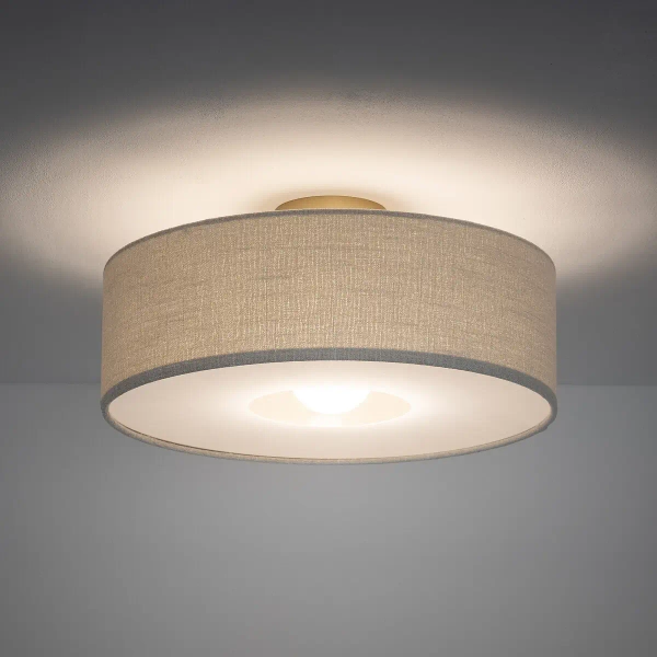 Okrągły plafon SANTANA 11651 do salonu tkanina kremowy