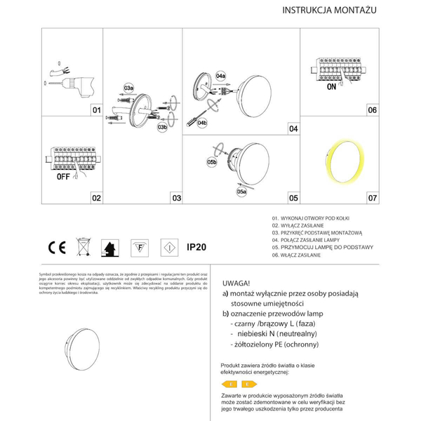 Okrągła ścienna lampa Pluto 622801103 Elkim LED 4W 3000K sypialniany czarny