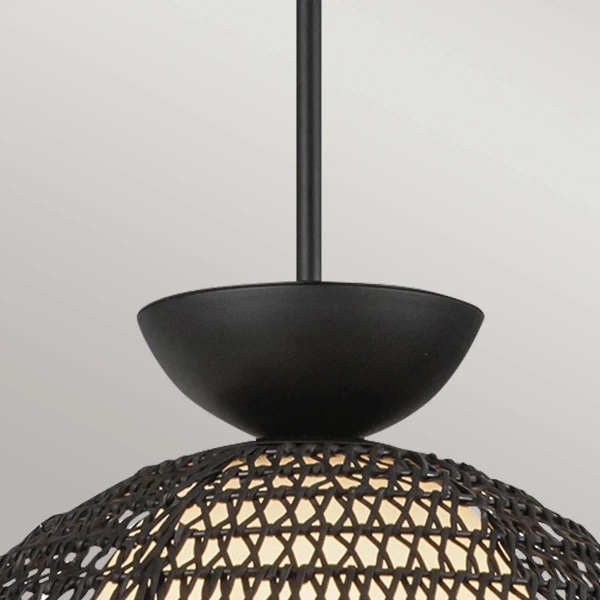 Pojedyncza wisząca lampa Perth ALM-PERTH-P-BK rattan czarny