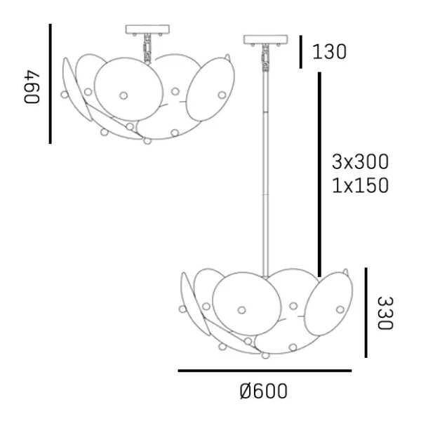 Sufitowa/wisząca lampa CONCORD mosiężny metalowy szkło ryflowane art deco do sypialni C04491BR