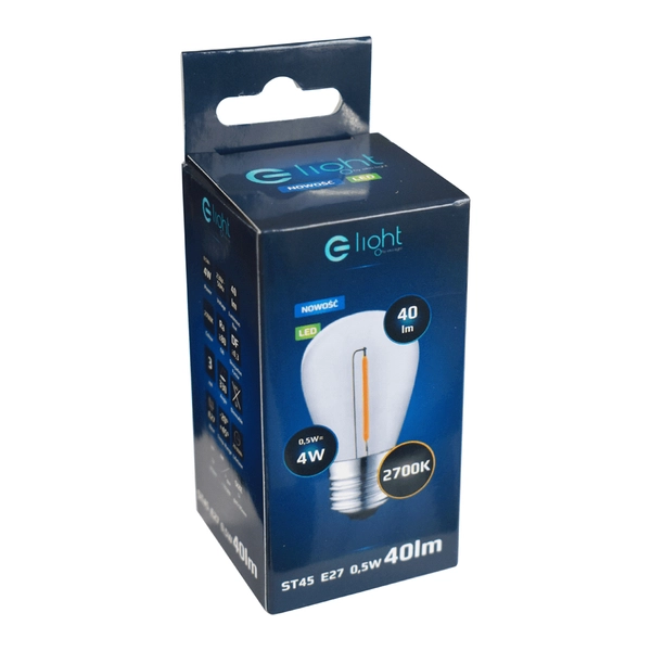 Żarówka filamentowa E27 LED 0,5W dekoracyjna 2700K biała ciepła