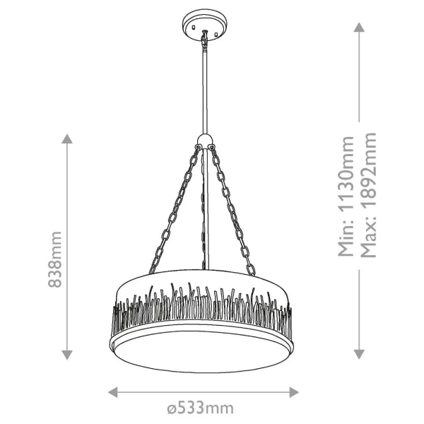 Lampa wisząca nad stół Sawgrass QN-SAWGRASS-3P-DG-O z łańcuchami złota