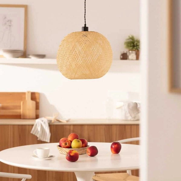 Ekologiczna lampa wisząca kula Boho ABR-NLW28-BH-E27 bambus naturalny