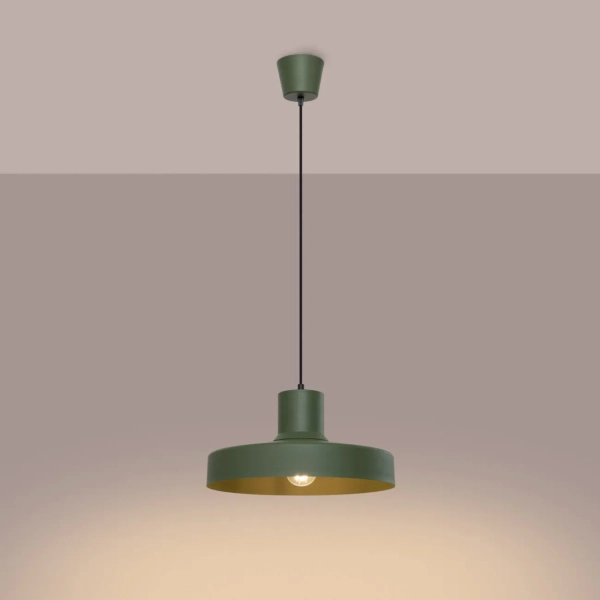 Oliwkowa lampa wisząca BILO SL.1705 owalna 1xE27 nad wyspę