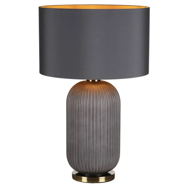 Lampka nocna Helicon HEL4239 żebrowane szkło do sypialni szary