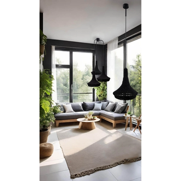 Wisząca lampa hampton Mahaka 5173 Shilo ażurowa do jadalni czarna