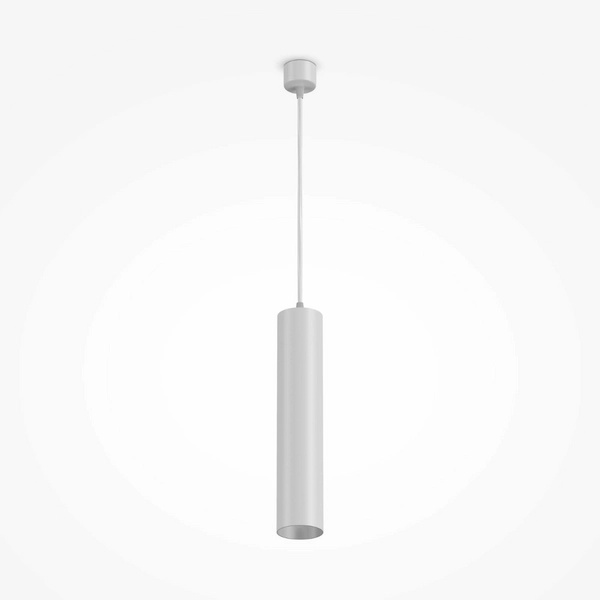 Zwisowa lampa nad wyspę metalowa tubka biała Focus OUTLET