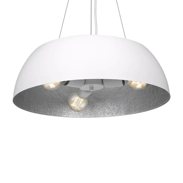Lampa wisząca MORGAN MLP4477 Milagro salonowa OPRAWA okrągła biała srebrna