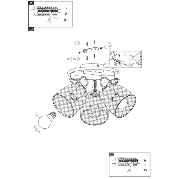 Lampa nasufitowa Josina 54034-3 z regulacją czarna drewno
