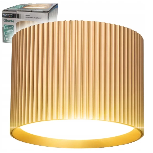 Ryflowana lampa sufitowa GISELE CGGISELEGD okrągła tuba złota