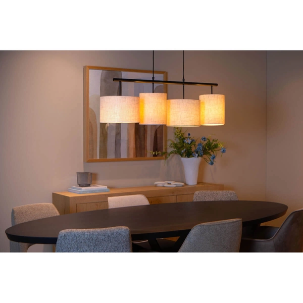 Abażurowa lampa sypialniana Maya 45409/04/38 beżowy czarny