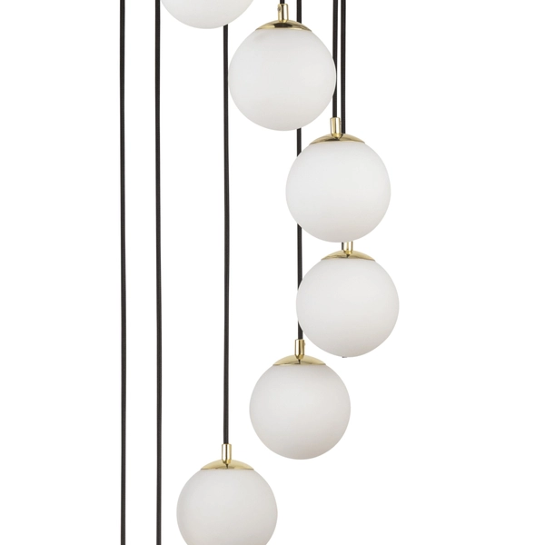 Salonowa lampa wisząca Piano 33661 Sigma kulista szklana biała mosiądz