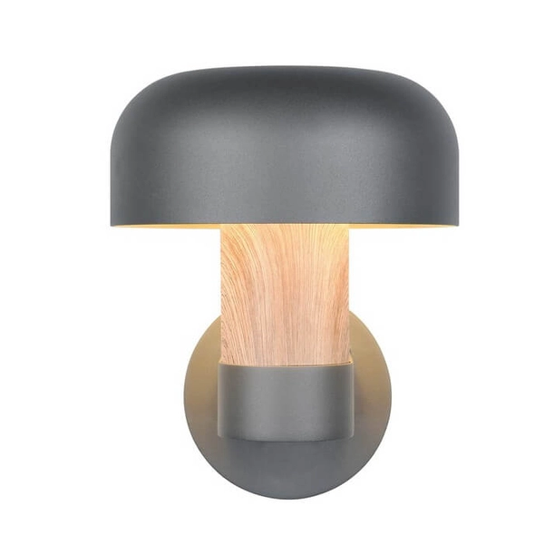 Ścienna lampa do ogrodu FRASER 262560135 grzybek IP54 szary drewniany