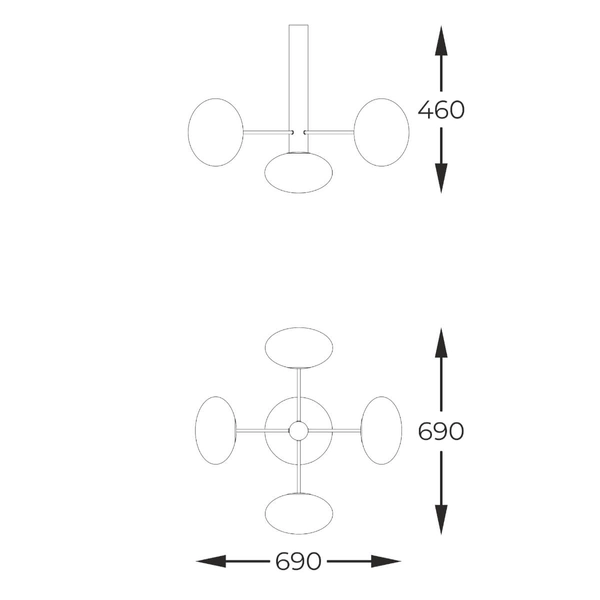Kulista lampa sufitowa Omi 1199 Zumaline molekułowa złota biała