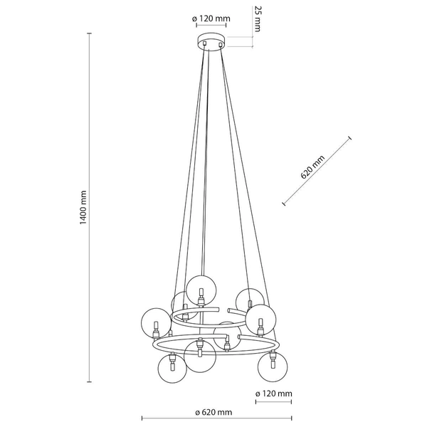 Pierścieniowa lampa wisząca Anabelle 6845 kulki do jadalni grafitowa czarna