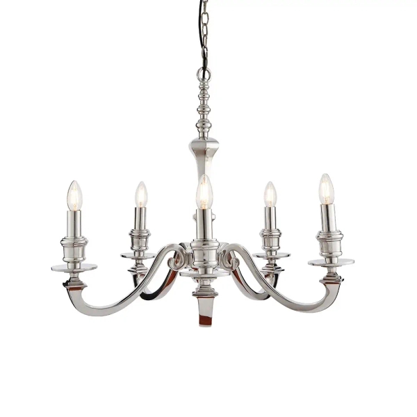 Klasyczna lampa wisząca Finsbury 73598 na łańcuchu świecznikowa srebrna