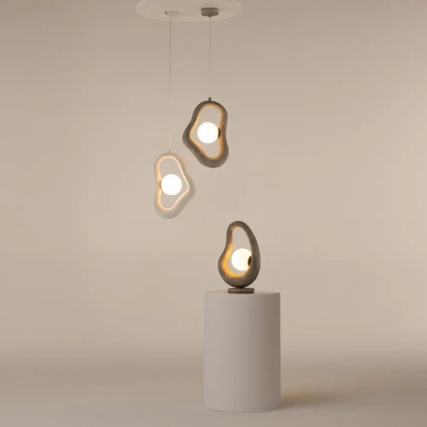 Wisząca modernistyczna lampa Opus MOD380PL-01GR nad stół do jadalni szara