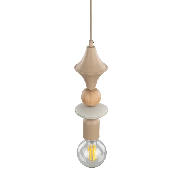 Drewniana lampa sufitowa zwis Tower Sabia Wood 10959 geometryczna beżowy