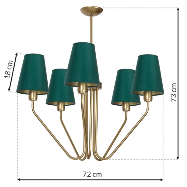 Żyrandol do sypialni VICTORIA MLP4908 tkaninowy zielony mosiądz