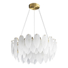 Lampa wisząca glamour PIUMA ST-6289-6 Step do jadalni biała mosiądz
