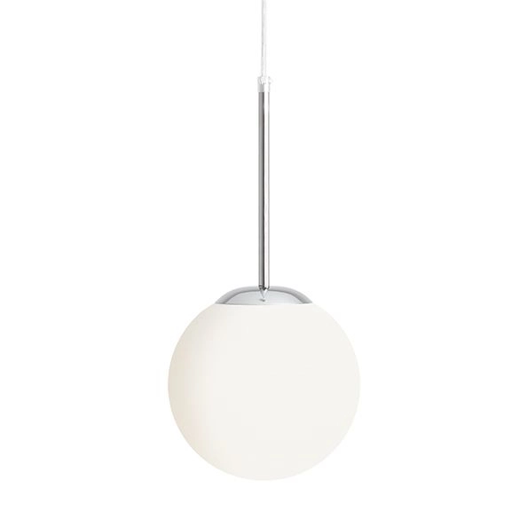 Wisząca lampa szklana Bosso 1087XS4 Aldex kulista chromowana nad łóżko