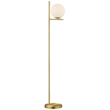Modernistyczna LAMPA podłogowa NYXIS DL108402000 Trio metalowa OPRAWA stojąca szklana kula mosiądz biała