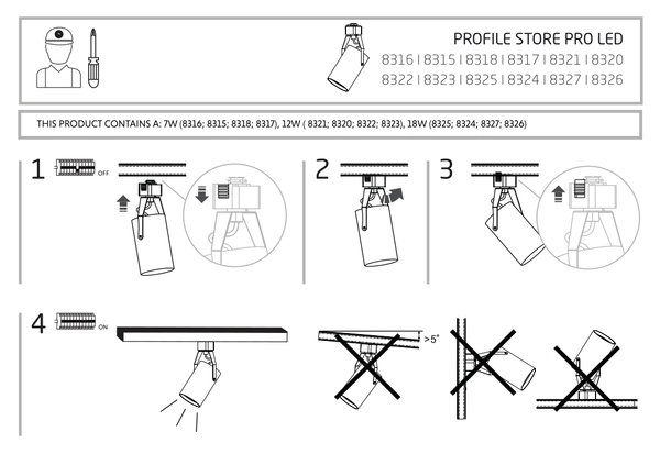 Reflektor do szynoprzewodu Profile Store Pro 8327 LED 18W 3000K czarny