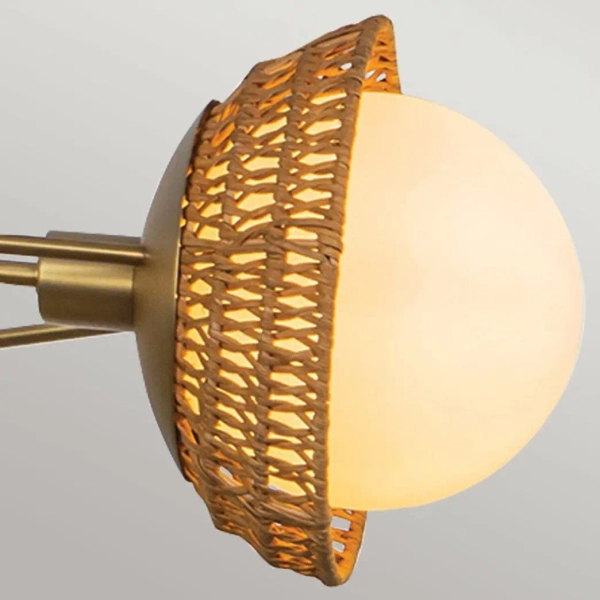 Ekologiczny żyrandol Perth ALM-PERTH3-GD do jadalni rattan złoty