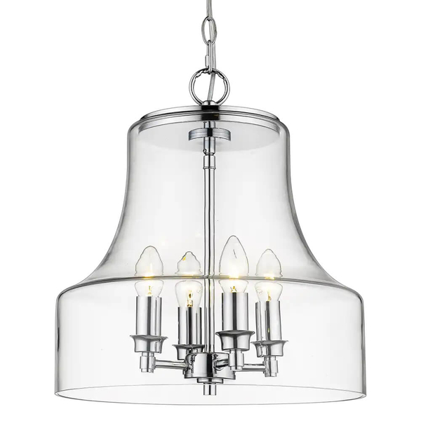 Wisząca lampa retro Prague szklany zwis na łańcuchu chrom