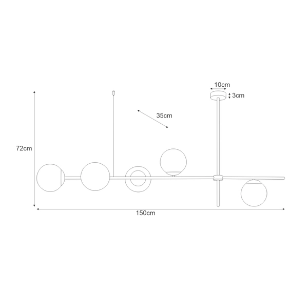 Wisząca lampa modernistyczna VUELTA K-4738 czarny zwis molekuły