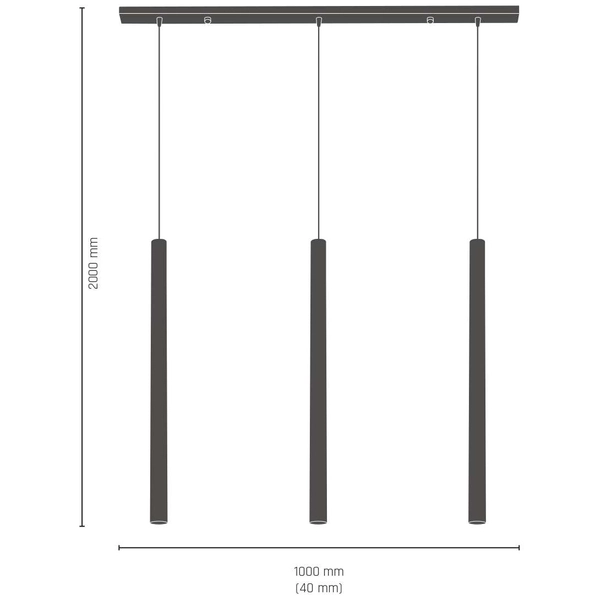 Zwisowa lampa AKADI 0133 metalowa tuby na listwie zwis czarny złoty