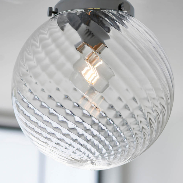 Kulista lampa sufitowa Milston 96488 IP44 szklana chrom przezroczysty