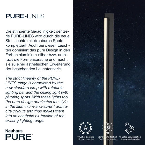 Podłogowa lampa na pilot PURE-LINES grafitowa 421-13 1xLED 23W 2700-5000K z wtyczką