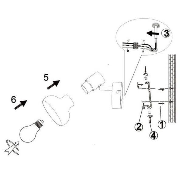 Kinkiet LAMPA ścienna Arezzo LP-1420/1W BK Light Prestige metalowa OPRAWA regulowany reflektorek drewniany czarny