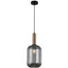 LAMPA wisząca ANTIOLA PND-5588-1L-BRO+SG Italux szklana OPRAWA loftowy zwis plisowany mosiężny przydymiony