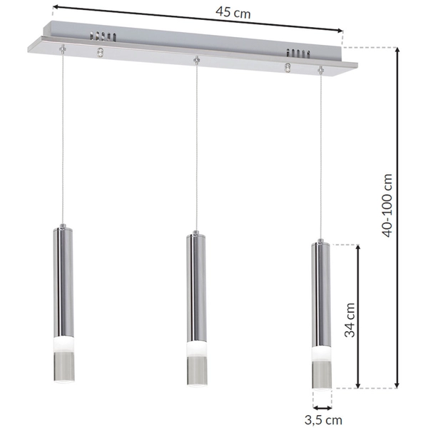 LAMPA wisząca ICE ML322 Milagro zwis OPRAWA listwa sufitowa LED 15W 4000K tuby sople chrom
