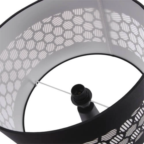 Stojąca LAMPA stołowa WANDA 03804 Ideus abażurowa LAMPKA ceramiczna wzorki czarna