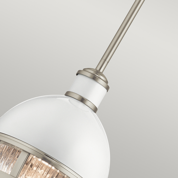 Lampa wisząca kopuła QN-TOLLIS-MP-BN szklana biała nikiel